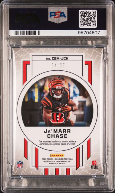 Ja'Marr Chase 2023 Obsidian Cutting Edge Green #'d 24/25 PSA 10