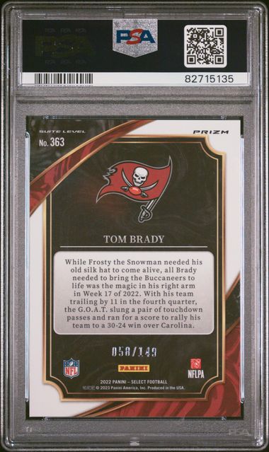 Tom Brady 2022 Panini Select Tri-Color prizm #'d 058/149 PSA 10