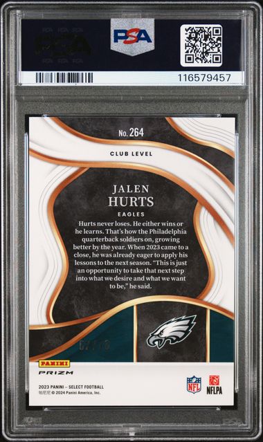 Jalen Hurts 2023 Panini Select Dragon Scale prizm #'d 62/70 PSA 10