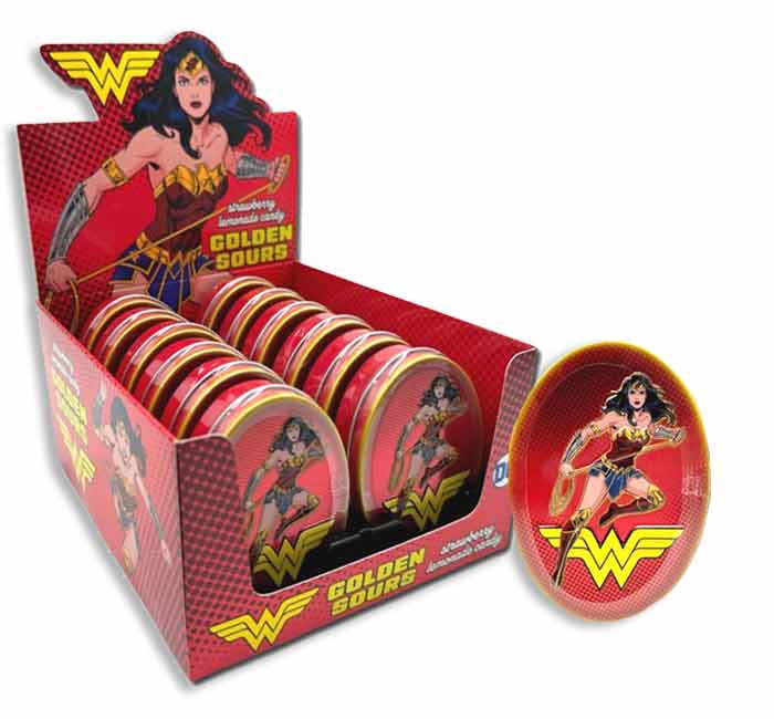 Wonder Woman Golden Sours Tin Strawberry Lemonade Candy