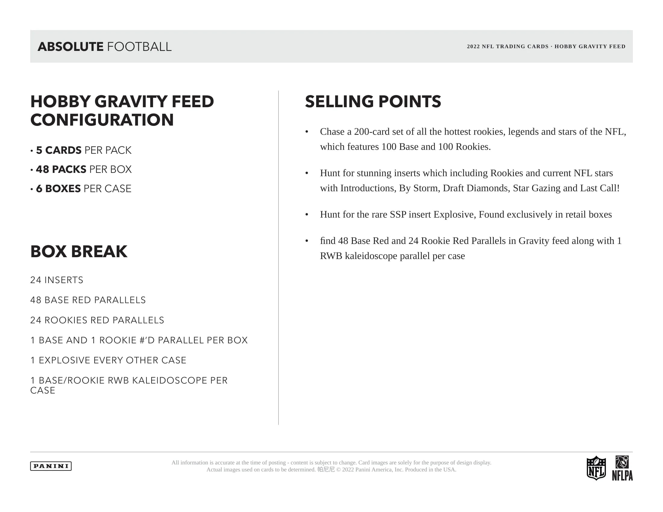 2023 Panini Absolute Football Gravity Feed Pack