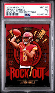 Jayden Daniels 2024 Panini Absolute Rock Out-Red Spectrum #'d 115/150 PSA 7