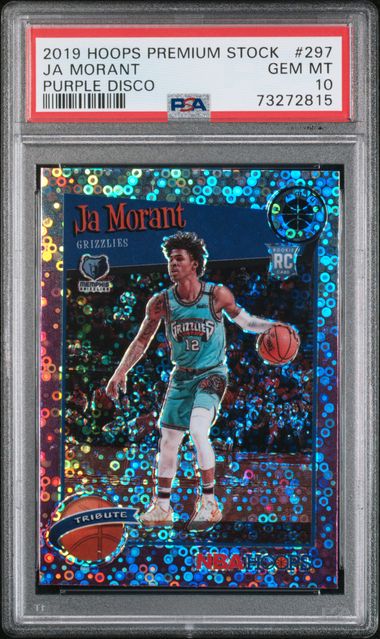 Ja Morant 2019 Panini Hoops Premium Stock Purple Disco PSA 10