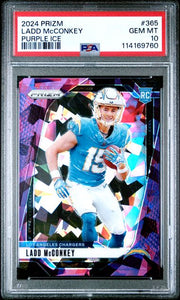 Ladd McConkey 2024 Prizm Purple Ice #'d 178/225 PSA 10 RC