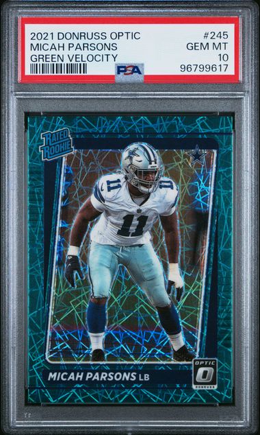Micah Parsons 2021 Donruss Optic Rated Rookie Green Velocity PSA 10 (Slab Crack)