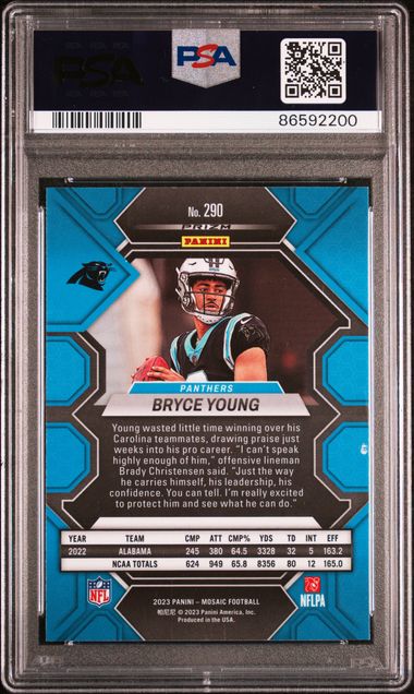 Bryce Young 2023 Panini Mosaic silver prizm rookie card PSA 10