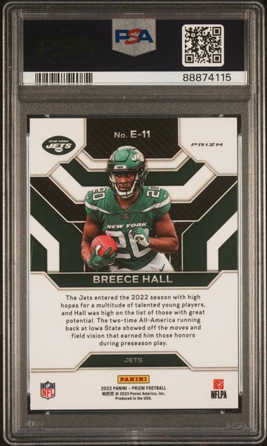 Breece Hall 2022 Prizm Emergent - No Huddle PSA 10 RC