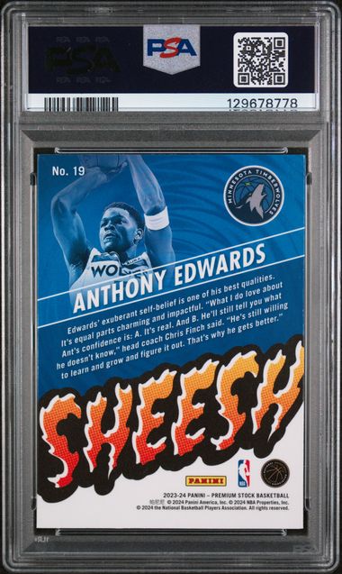 Anthony Edwards 2023 Panini Hoops Premium Stock Sheesh #19 PSA 10