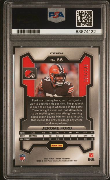 Jerome Ford 2023 Prizm Orange 191/249 PSA 10