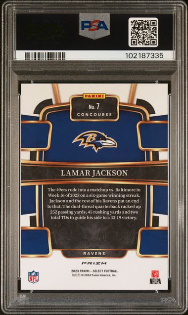 Lamar Jackson 2023 Panini Select Dragon Scale prizm #'d 07/70 PSA 10