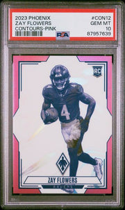 Zay Flowers 2023 Panini Phoenix Contours Pink Rookie #'d 060/175 PSA 10
