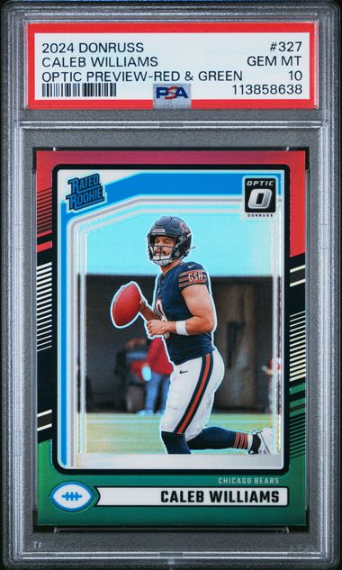 Caleb Williams 2024 Panini Donruss Optic Preview R/G prizm rookie card PSA 10