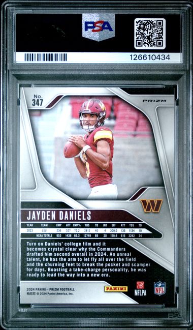 Jayden Daniels 2024 Panini Prizm RWB prizm rookie card #347 PSA 8