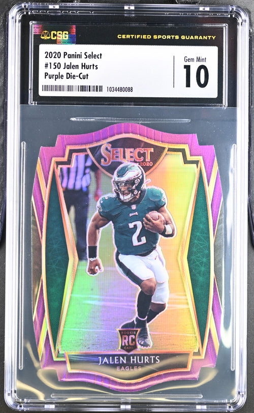 Jalen Hurts 2020 Panini Select Purple Die-Cut Rookie CGC 10