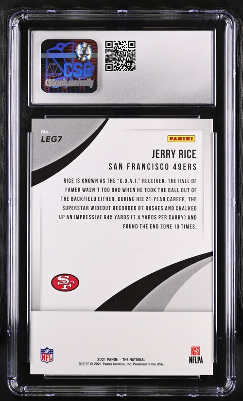 Jerry Rice 2021 Panini The National Legends #'d 16/50 CGC 10