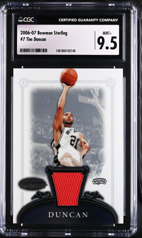 Tim Duncan 2006-07 Bowman Sterling Patch CGC 9.5