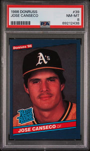 Jose Canseco 1986 Donruss rookie card #39 PSA 8