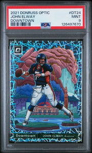 John Elway 2021 Donruss Optic Downtown SP PSA 9