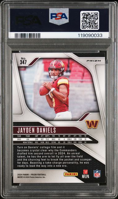 Jayden Daniels 2024 Prizm Lazer Prizm PSA 10 RC