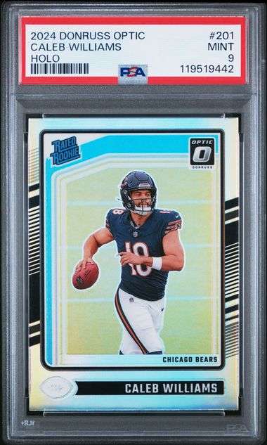 Caleb Williams 2024 Panini Donruss Optic silver holo rookie card PSA 9
