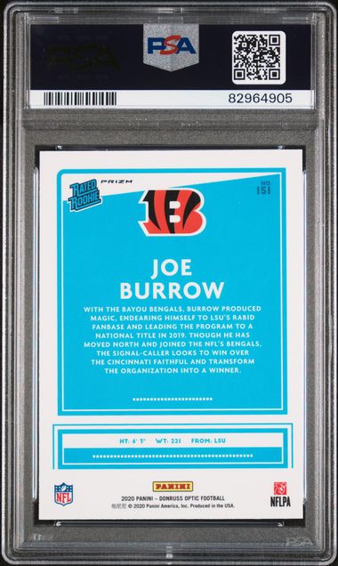 Joe Burrow 2020 Donruss Optic Red Mojo Prizm PSA 9 RC