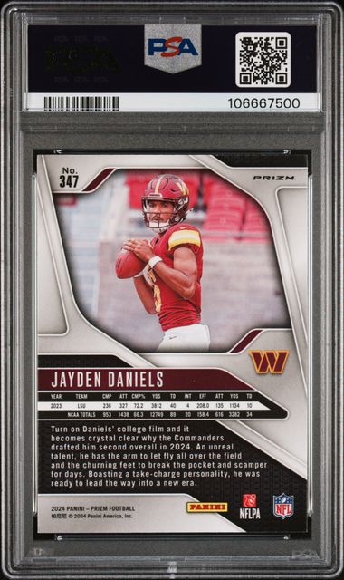 Jayden Daniels 2024 Prizm Disco Prizm PSA 10 RC