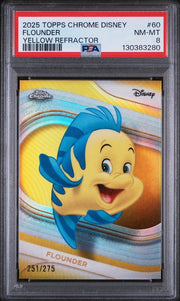 Flounder 2025 Topps Chrome Disney Yellow Refractor #'d 251/275 PSA 8