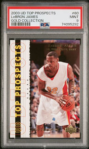 LeBron James 2003 UD Top Prospects #60 Gold Collection #'d 072/100 PSA 9