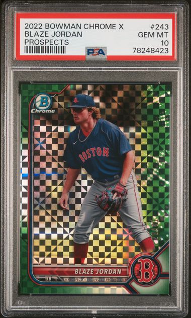 Blaze Jordan 2022 Bowman Chrome X green #'d 29/31 PSA 10