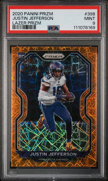 Justin Jefferson 2020 Panini Prizm Lazer Prizm Rookie PSA 9