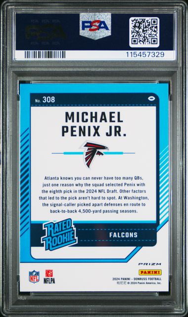 Michael Penix Jr. 2024 Panini Donruss Optic Preview Red Pandora prizm rookie card PSA 10