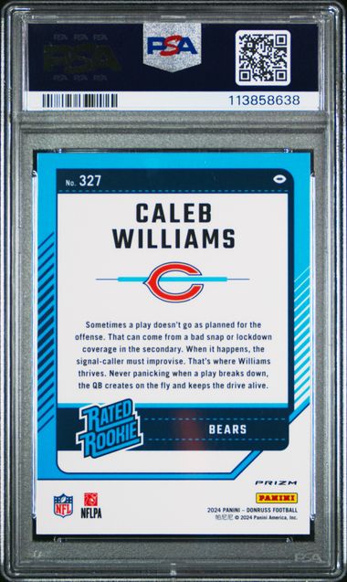 Caleb Williams 2024 Panini Donruss Optic Preview R/G prizm rookie card PSA 10
