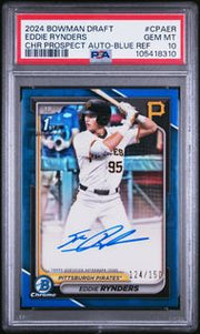 Eddie Rynders 2024 Bowman Draft 1st Bowman Blue Refractor Autograph #'d 124/150 PSA 10