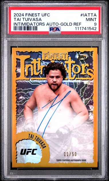 Tai Tuivasa 2024 Topps Finest UFC Intimidations Autograph Gold #'d 01/50 PSA 9