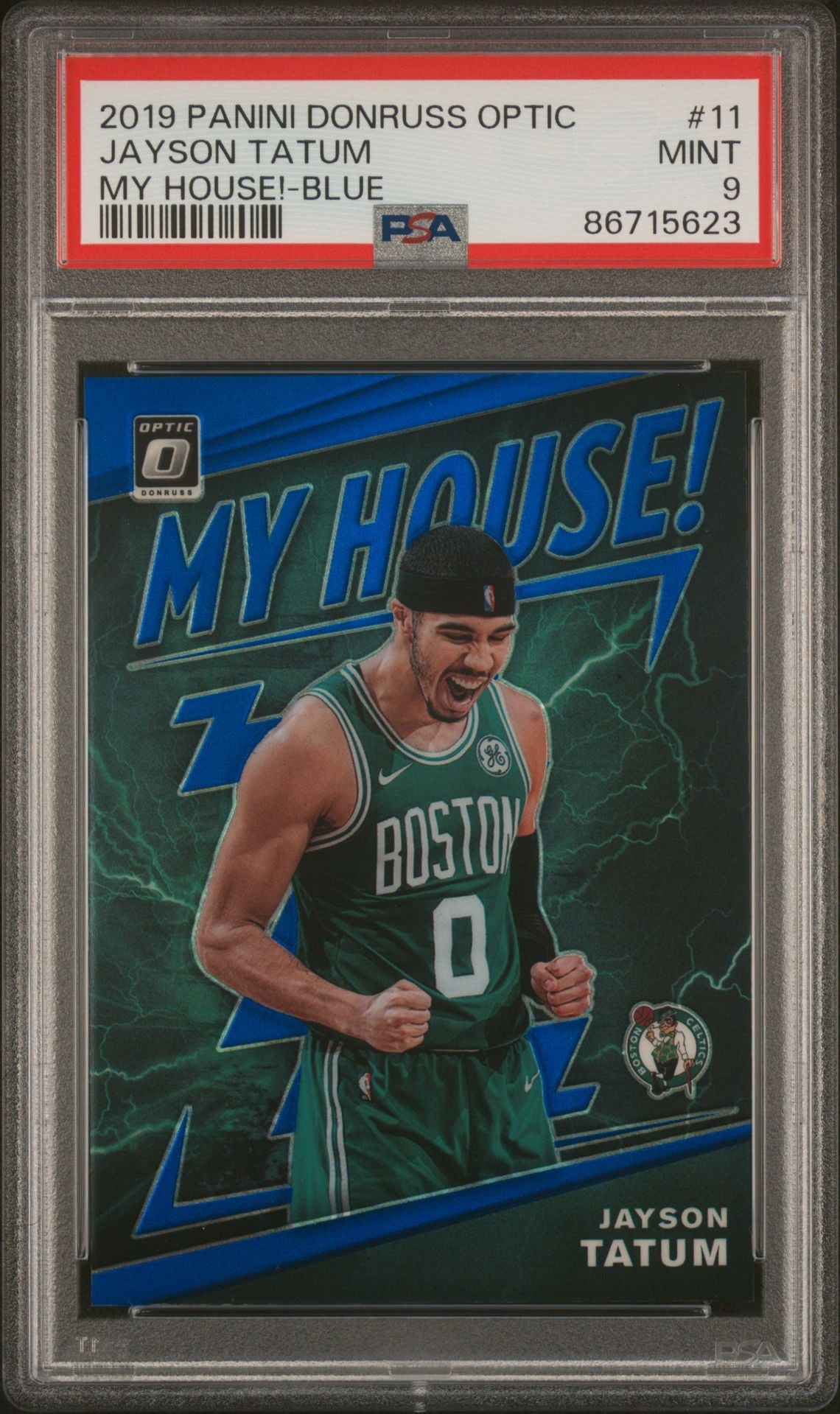 Jayson Tatum 2019-20 Donruss Optic My House #11 Blue 31/85 PSA 9