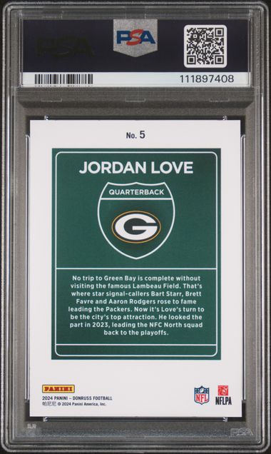 Jordan Love 2024 Panini Donruss Downtown PSA 9