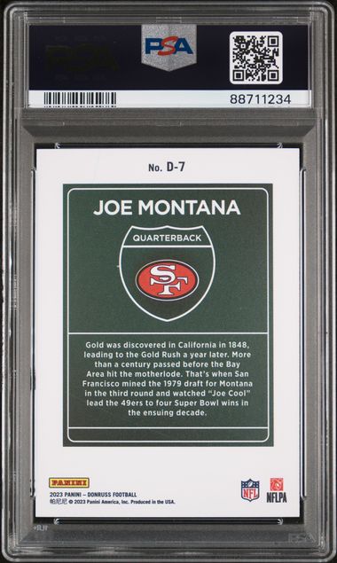 Joe Montana 2023 Panini Donruss Downtown PSA 9
