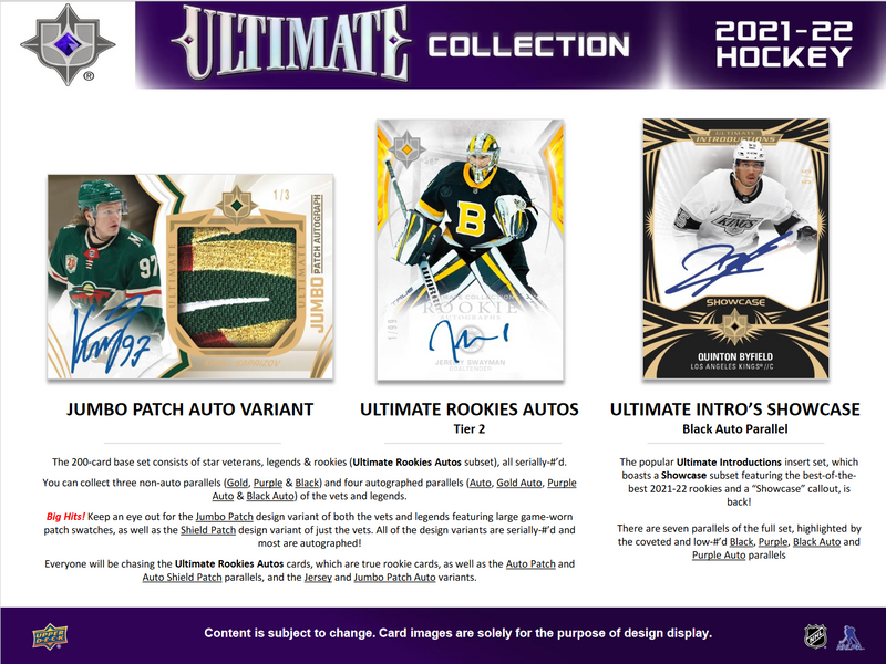 2021-22 Upper Deck Ultimate Collection Hockey Hobby 8 Box Case [Contact Us To Order]