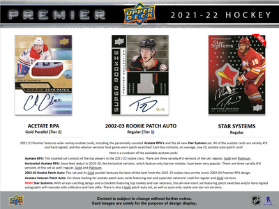 2021-22 Upper Deck Premier Hockey Hobby 10 Box Case [Contact Us To Order]