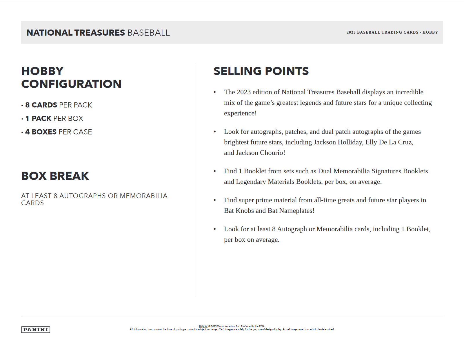 2023 Panini National Treasures Baseball Hobby Box