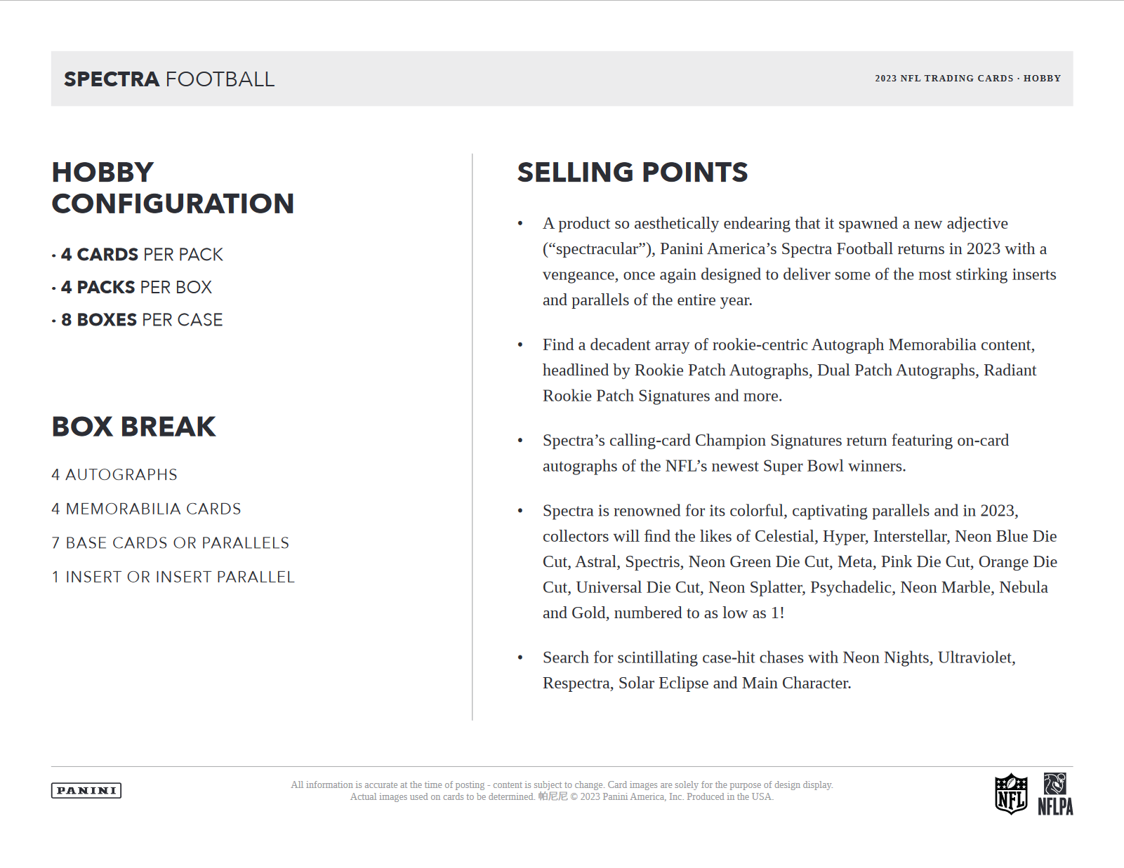 2023 Panini Spectra Football Hobby Box