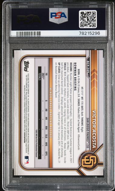 Victor Acosta 2022 Bowman Chrome X Orange X-Fractor #'d 5/5 PSA 10