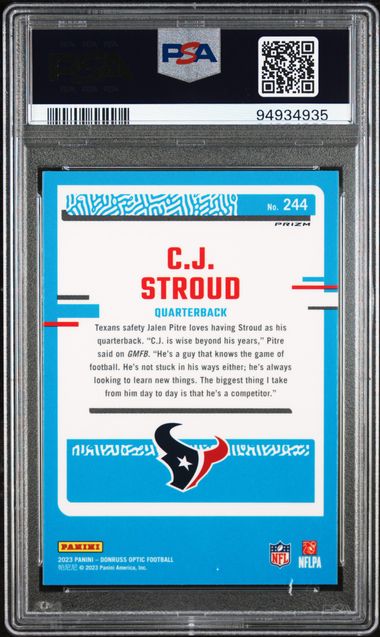 CJ Stroud 2023 Panini Donruss Optic silver holo rookie card PSA 10