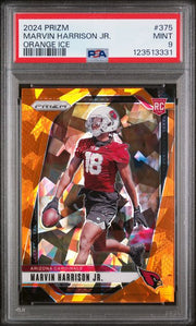 Marvin Harrison Jr. 2024 Panini Prizm Orange Ice Prizm Rookie PSA 9