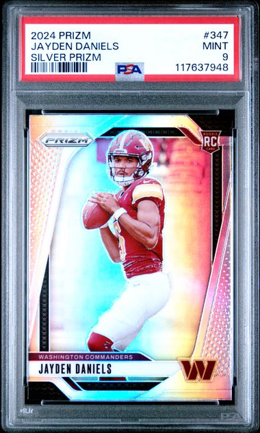 Jayden Daniels 2024 Panini Prizm silver prizm rookie card #347 PSA 9