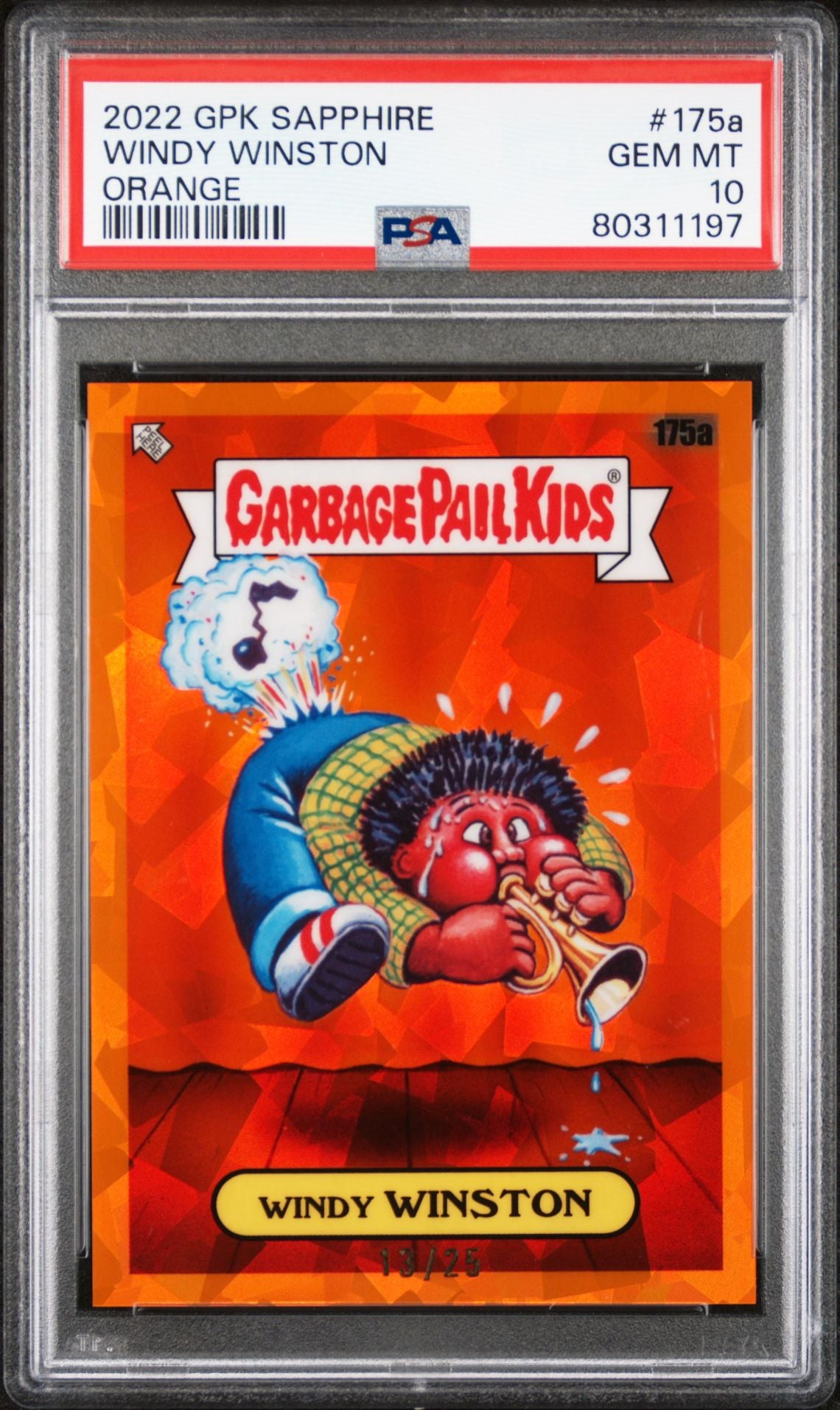 Windy Winston 2022 GPK Sapphire Orange #'d 13/25 PSA 10