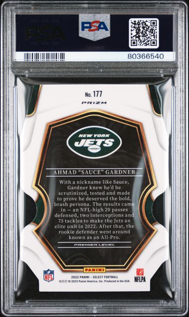 Ahmad "Sauce" Gardner 2022 Panini Select Die-Cut Silver Rookie PSA 10