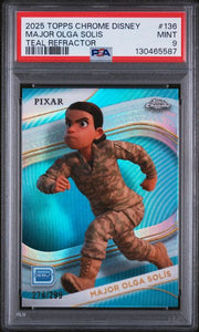 Major Olga Solis 2025 Topps Chrome Disney Teal Refractor Debut #'d 274/299 PSA 9