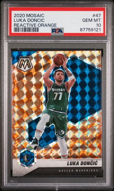 Luka Doncic 2020 Panini Mosaic Reactive Orange PSA 10