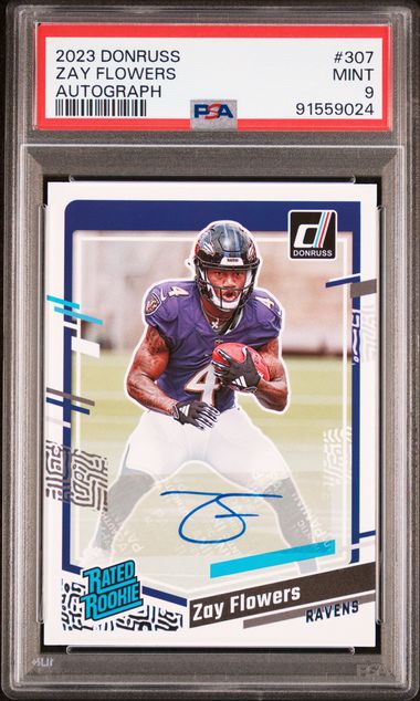 Zay Flowers 2023 Panini Donruss Rookie Autograph PSA 10